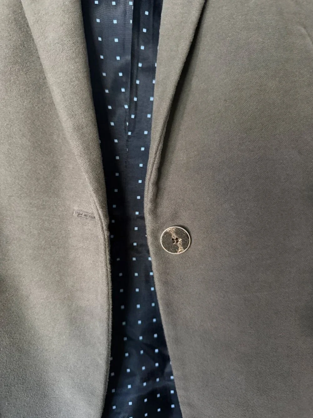 Zara Basic XL Blazer Gray Blue Elbow Patch Jacket